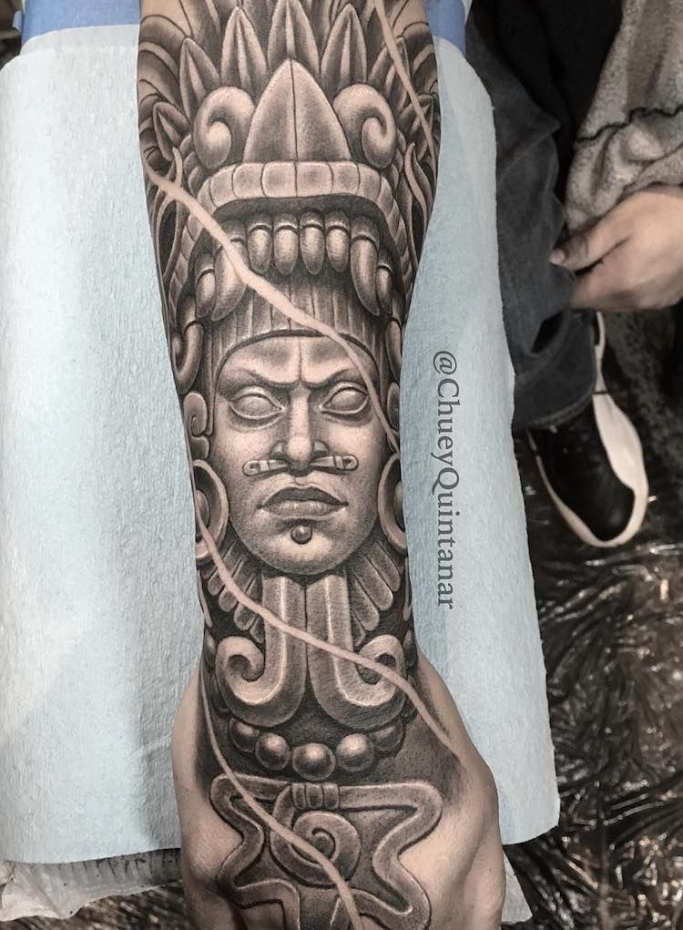 Stone Mask Forearm Sleeve Tattoo Design