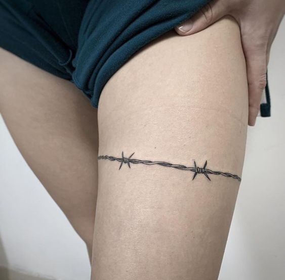 Barbed Band on the Upper Thigh Tattoo Design