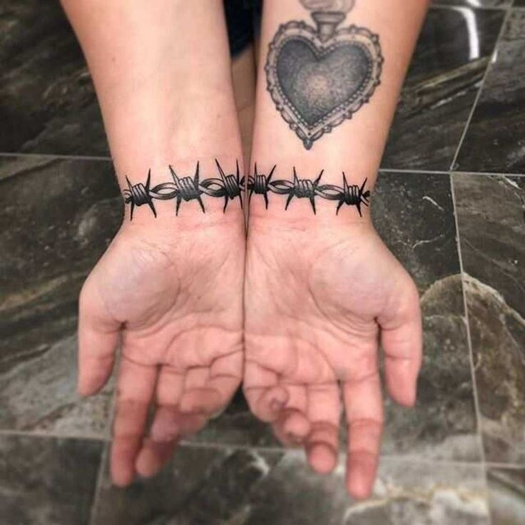Double Wrist Barbed Wire Cuffs Tattoo Design