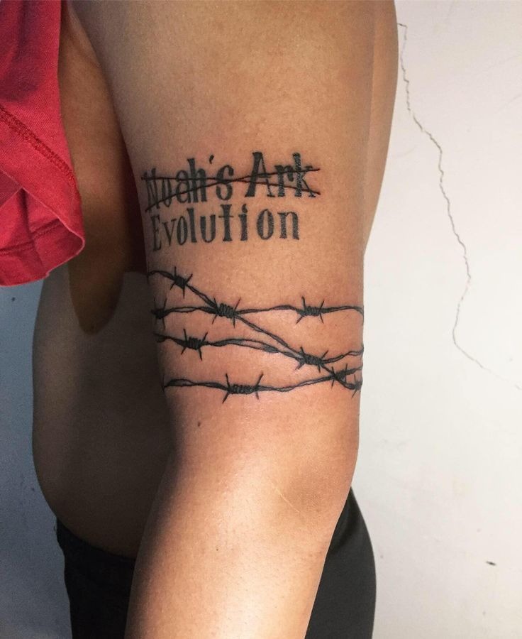 Evolution Barbed Quote Arm Tattoo Tattoo Design