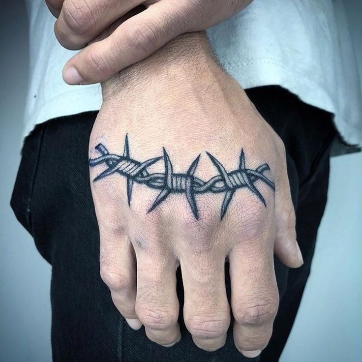 Hand Barbed Wire Chain Tattoo Tattoo Design