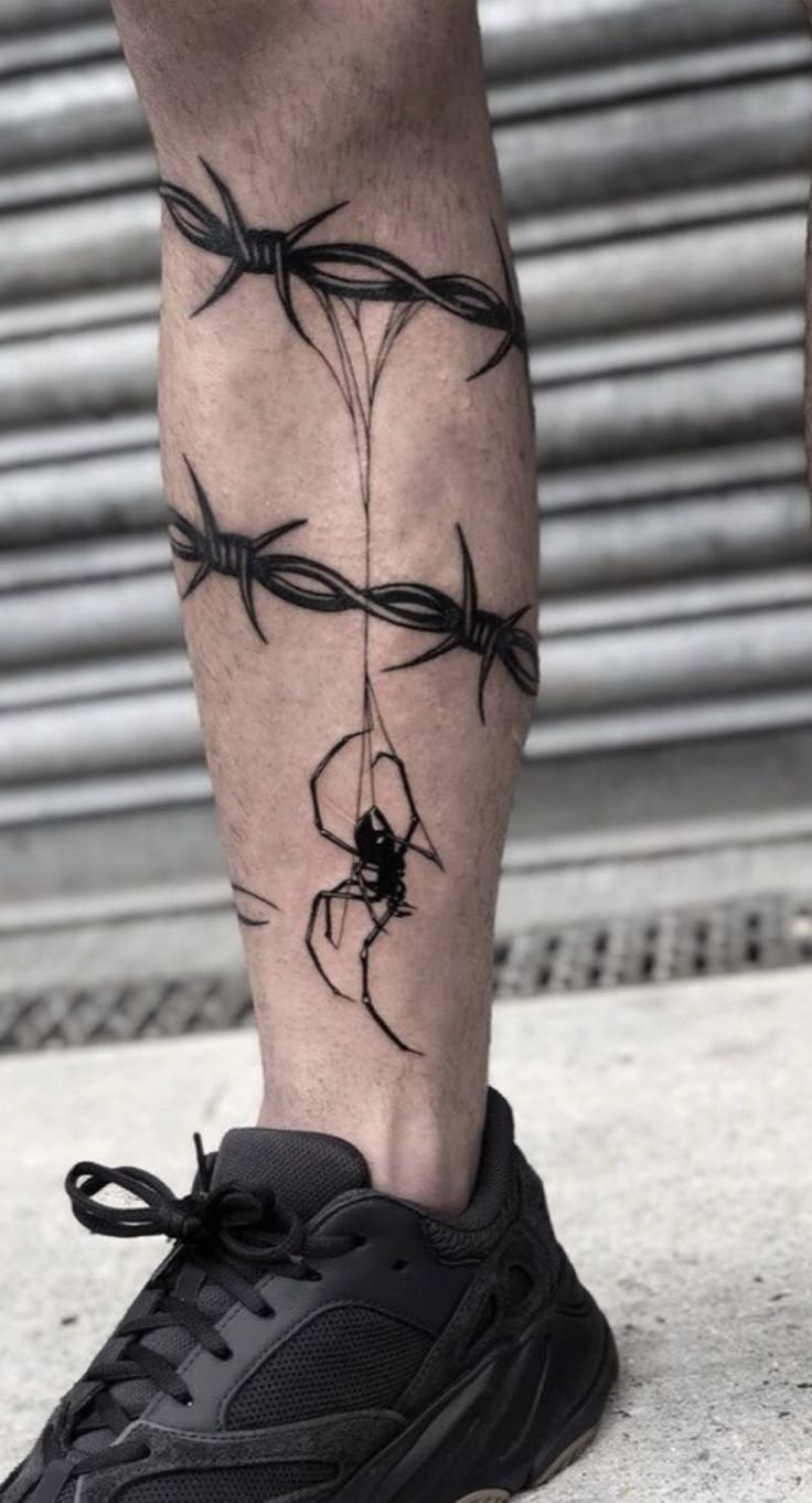 Spider Drop Barbed Calf Tattoo Tattoo Design