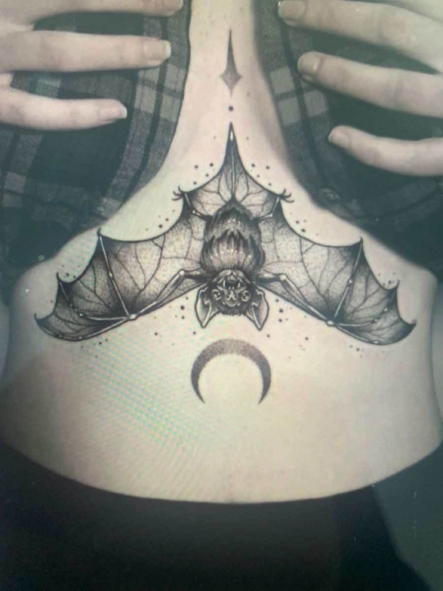 Lace Wing Bat with Feminine Dark Detail Tattoo Design