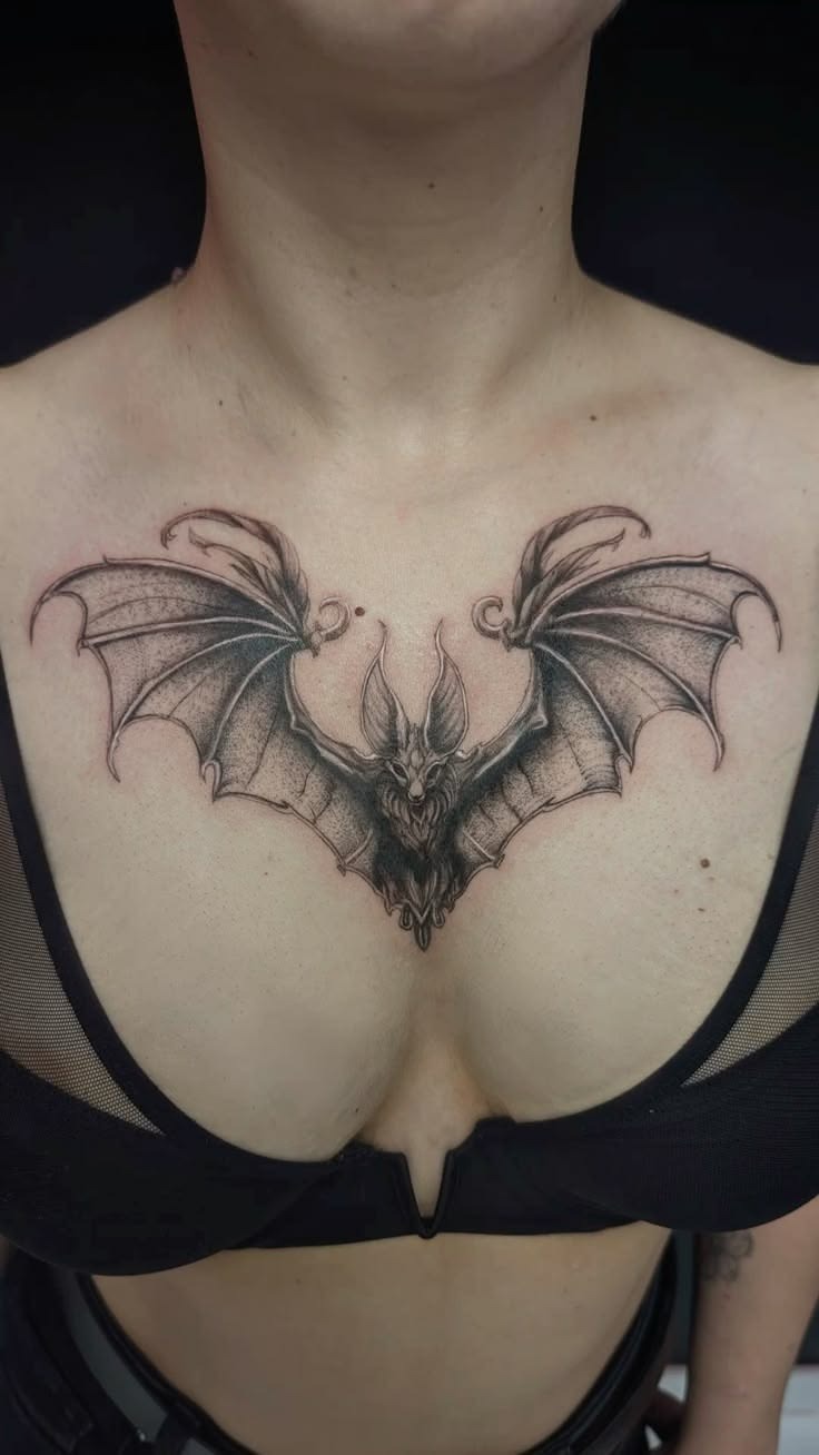 Sharp Forearm Bat with Graphic Wing Detail Tattoo Design