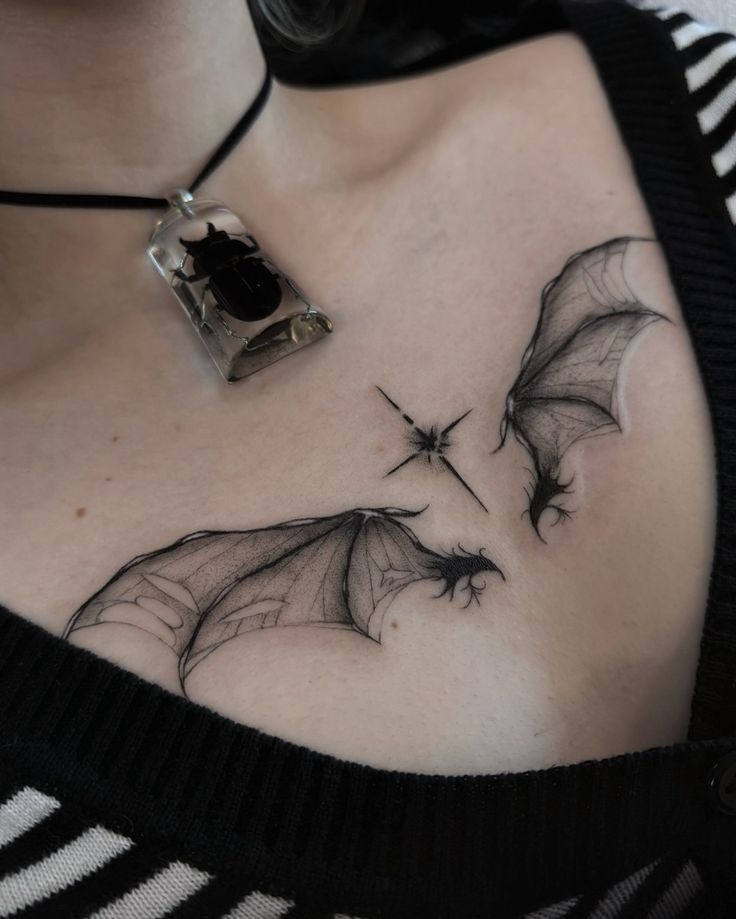 Sweet Flying Bat with Big-Eyed Detail Tattoo Design