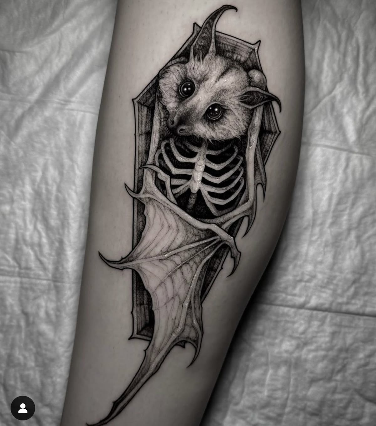 Winged Skull Bat with Dark Fantasy Movement Tattoo Design