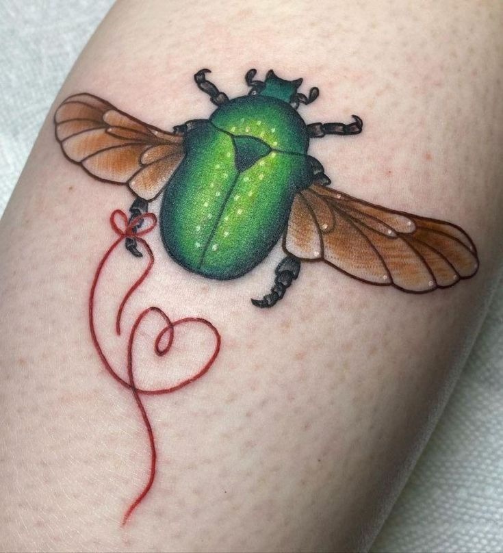 Detailed Black and Grey Hercules Beetle Tattoo Design