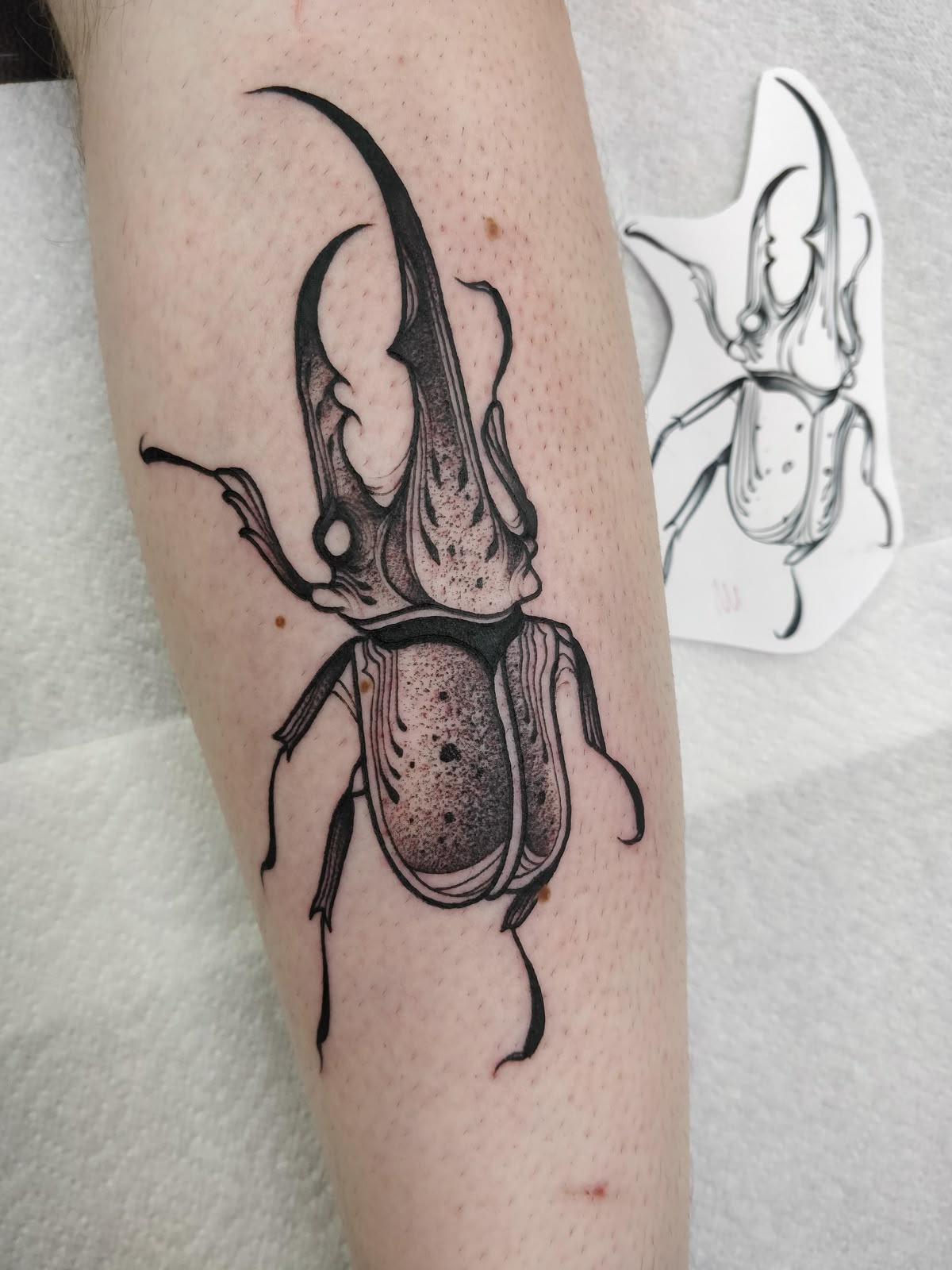 Faceted Jewel Beetle in Vibrant Color Tattoo Design