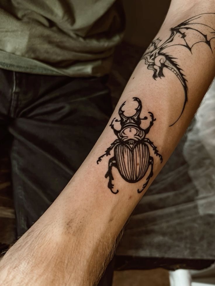 Iridescent Rainbow Scarab Design Tattoo Design