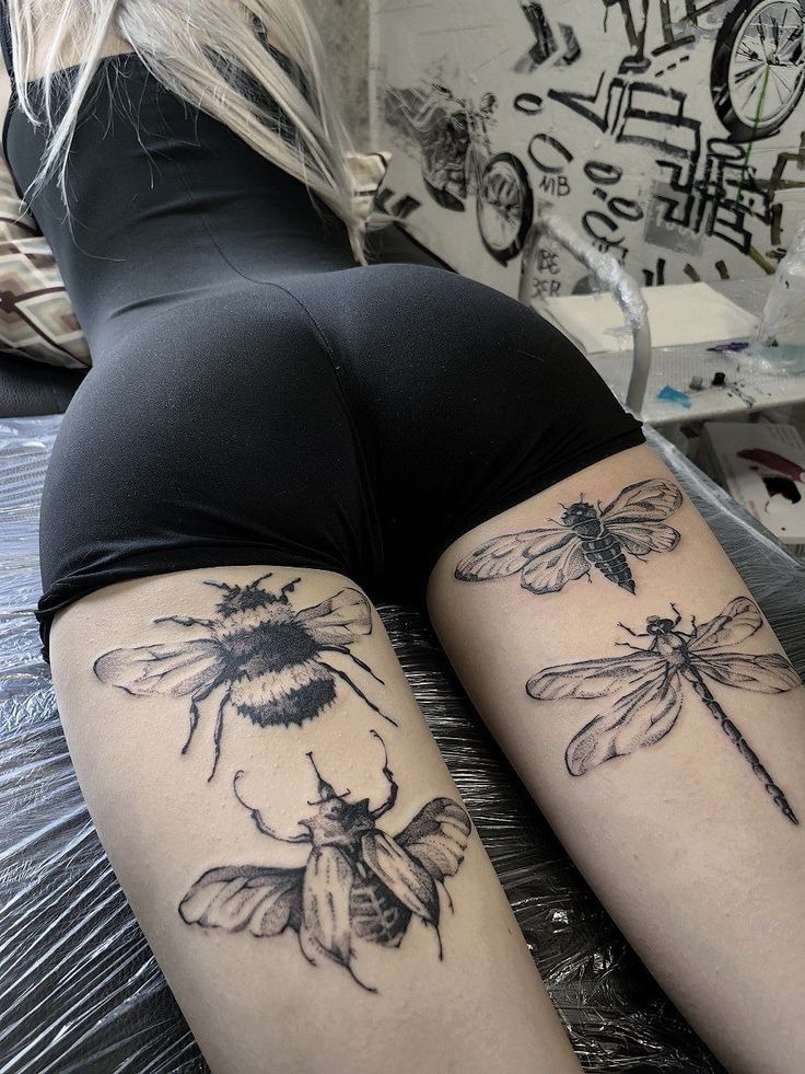 Vibrant Pink and Orange Beetle Art Tattoo Design