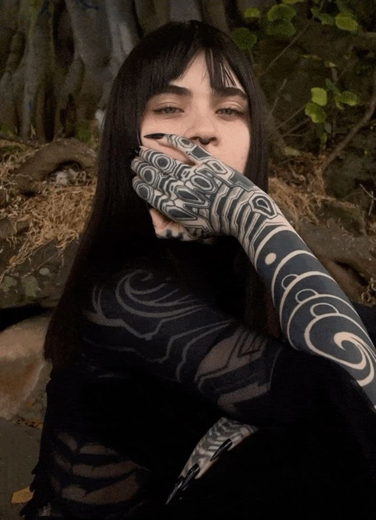 Futuristic Geometric Black Sleeve Tattoo Design