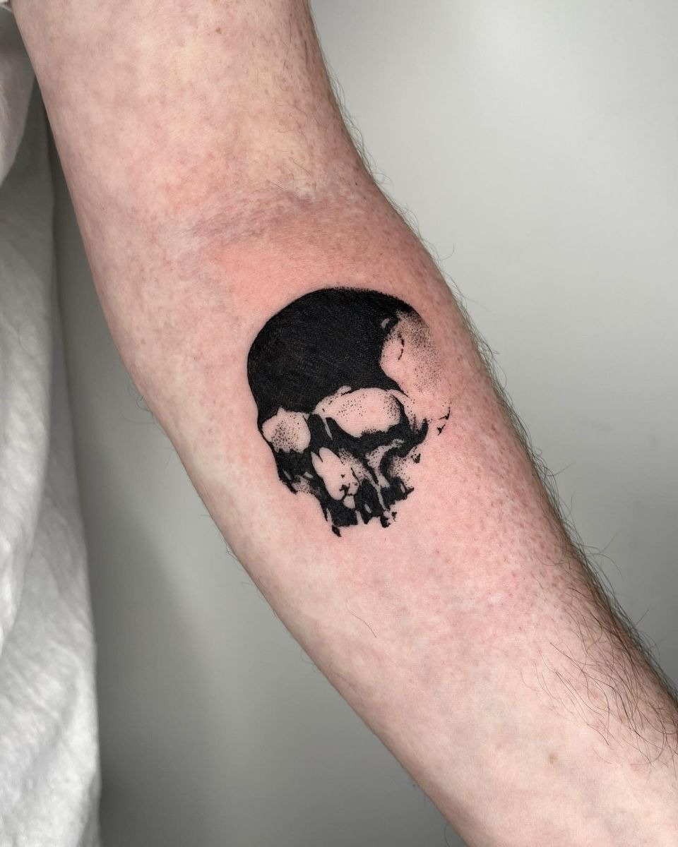 Minimal Shadow Skull Tattoo Design