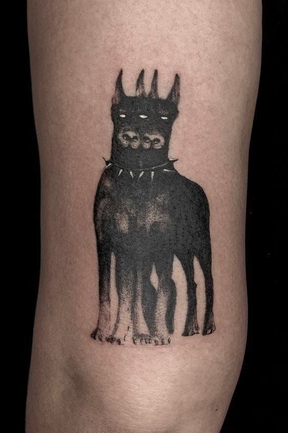 Shadow Dog Silhouette Tattoo Design