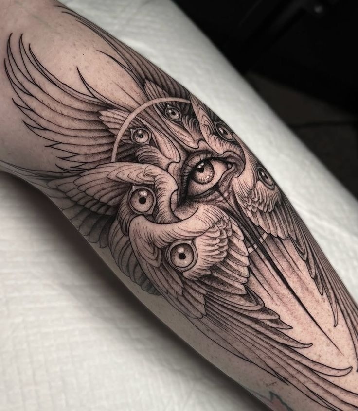 Surreal Winged Eye Illustration Tattoo Design