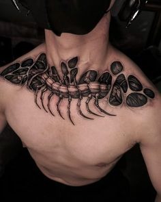 Dark Centipede Collarbone Tattoo Tattoo Design