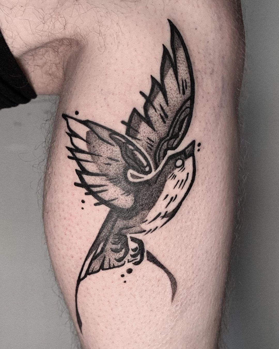Flying Swallow Blackwork Tattoo Tattoo Design