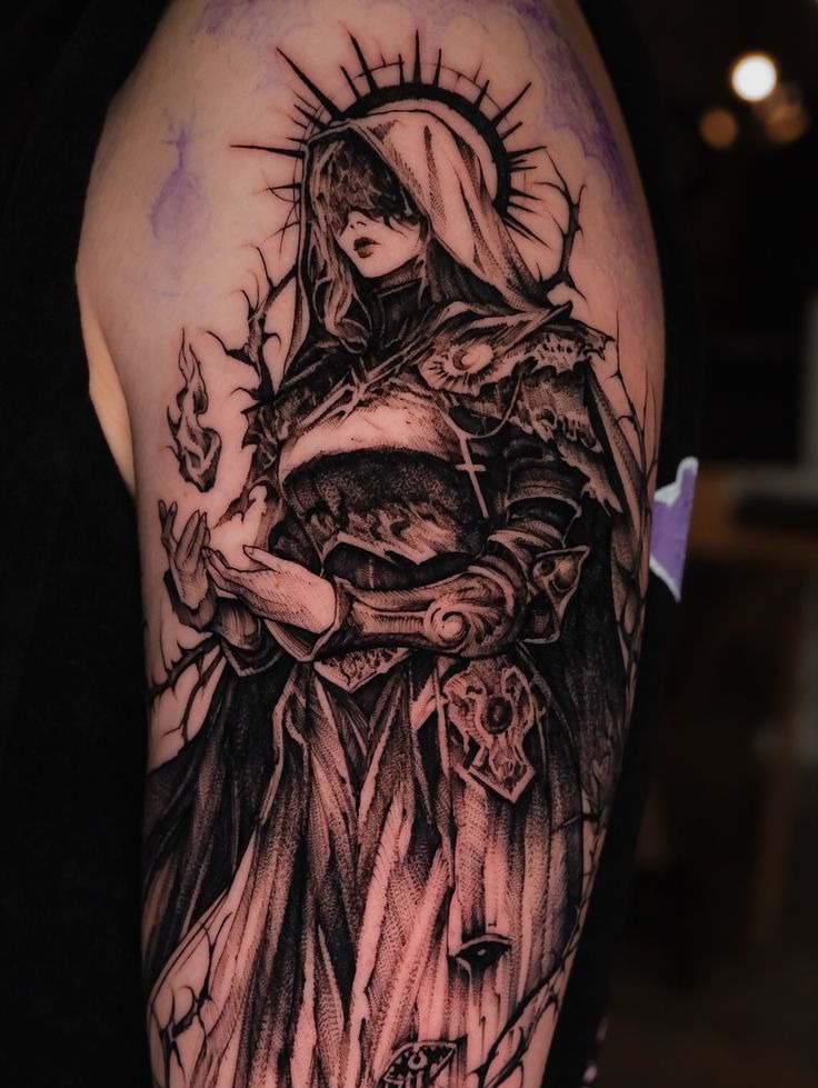 Gothic Hooded Warrior Tattoo Tattoo Design