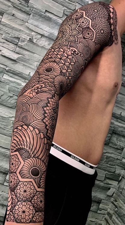 Ornamental Pattern Full Sleeve Tattoo Design