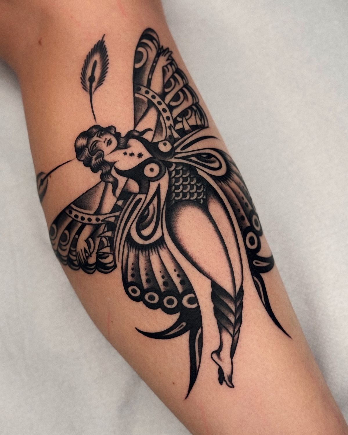 Traditional Moth Fairy Tattoo Tattoo Design