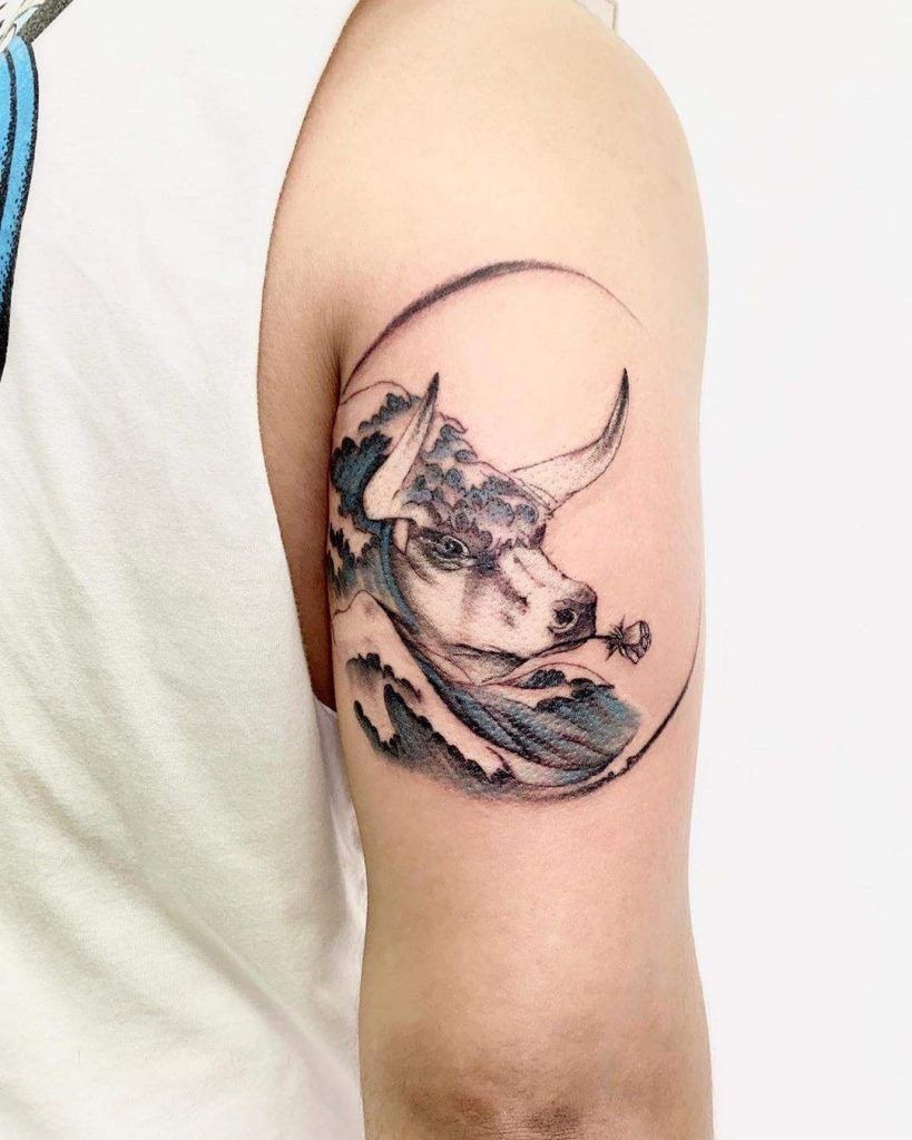 Bucking Bull and Constellation Tattoo Tattoo Design