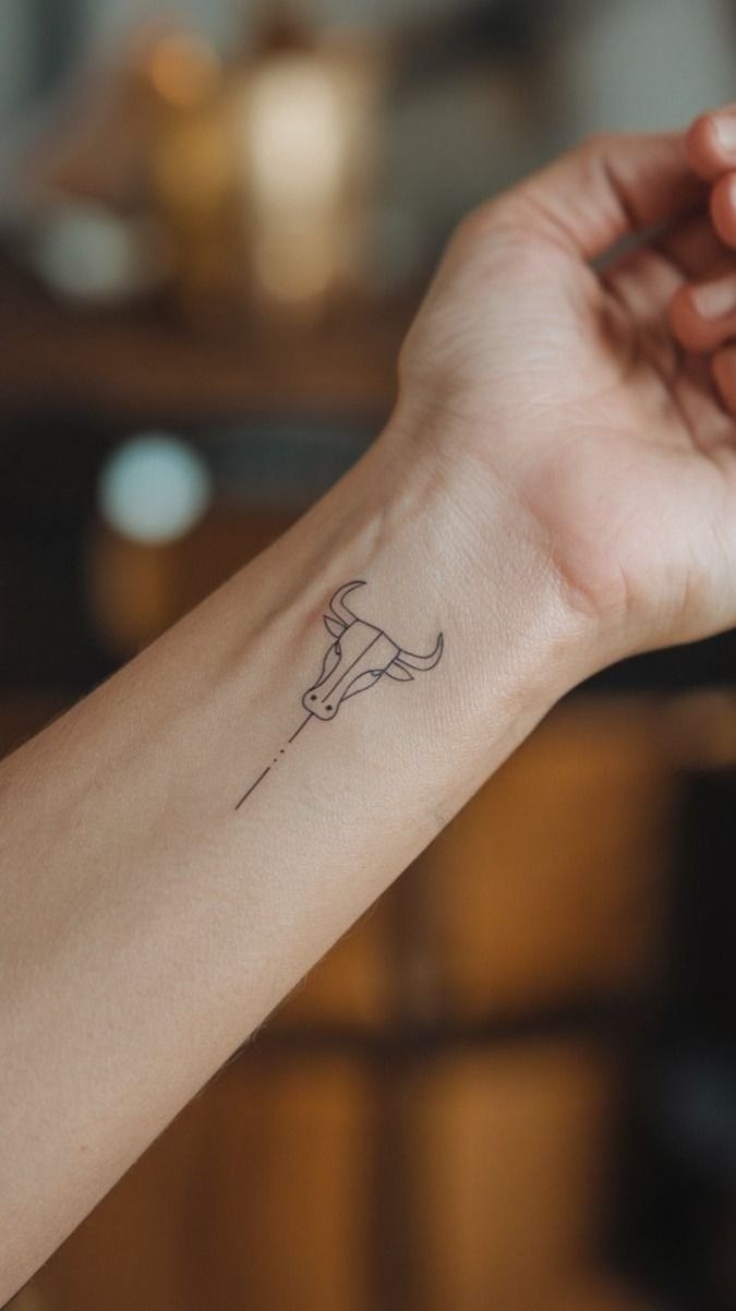 Bull with Flowers Tattoo Tattoo Design