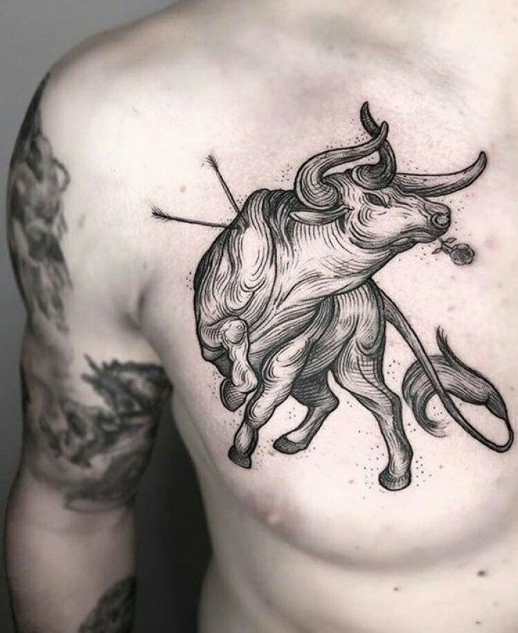 Color Splash Bull Tattoo Tattoo Design