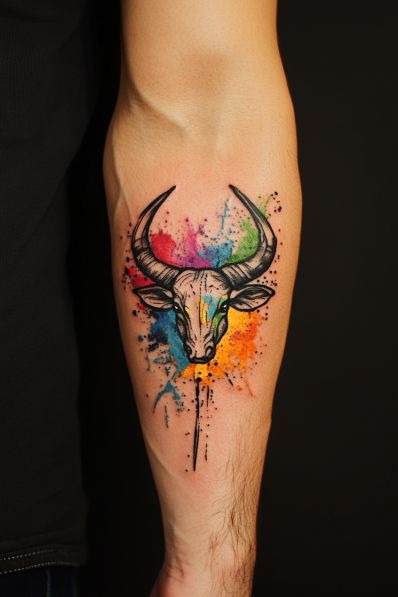 Dual Bulls in Motion Tattoo Tattoo Design