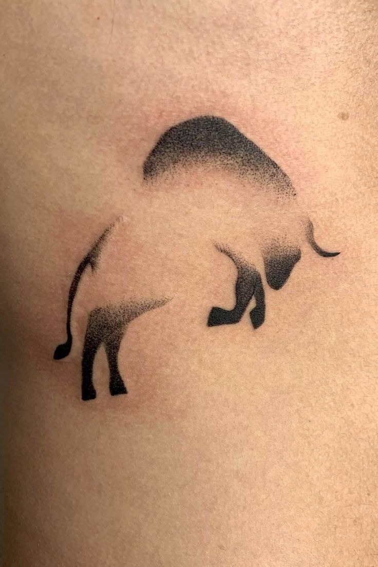 Fierce Black Ink Bull Head Tattoo Tattoo Design
