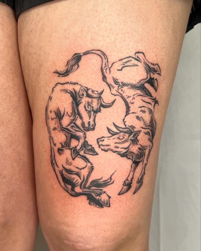 Minimalist Charging Bull Tattoo Tattoo Design