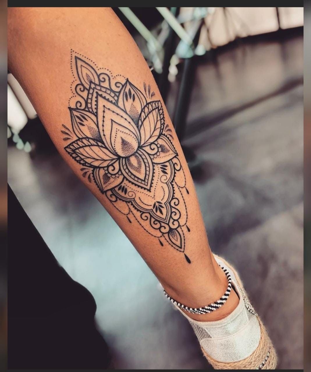 Decorative Inner Calf Filigree Design Tattoo Design