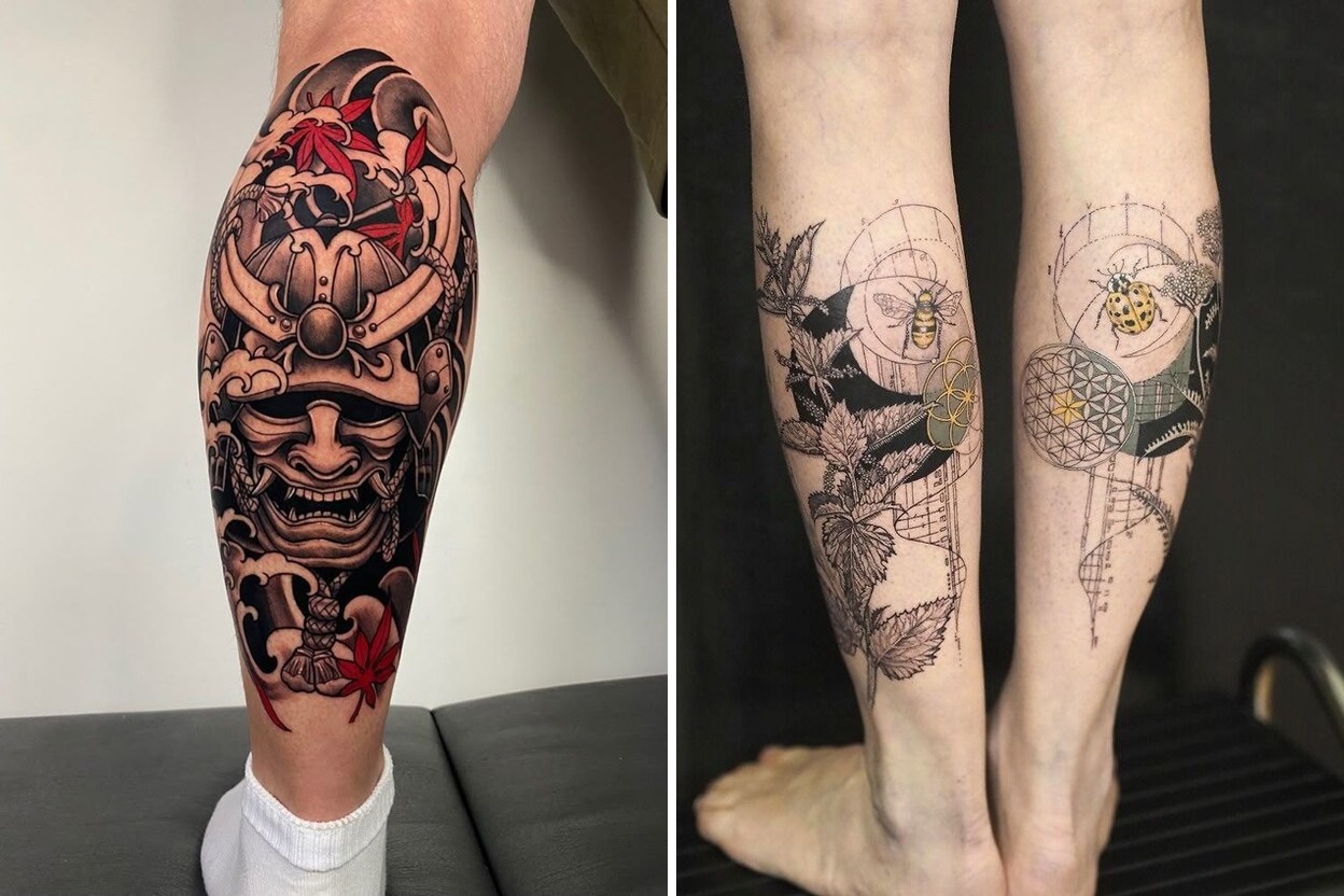 34+ Bold Calf Tattoo Ideas & Inspiration Featured Lookbook Collage