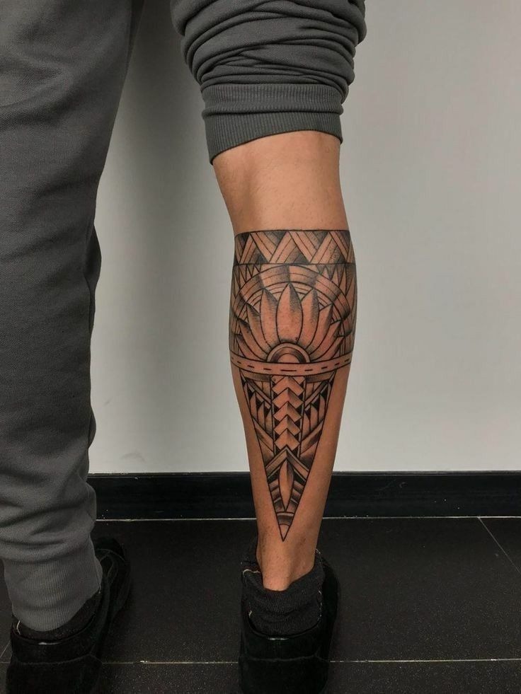 Geometric Mandala Band with Tapered Calf Point Tattoo Design