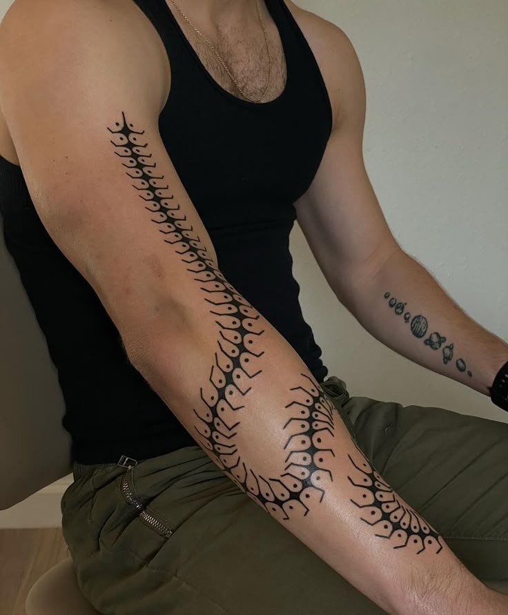Abstract Modern Centipede Tattoo Design
