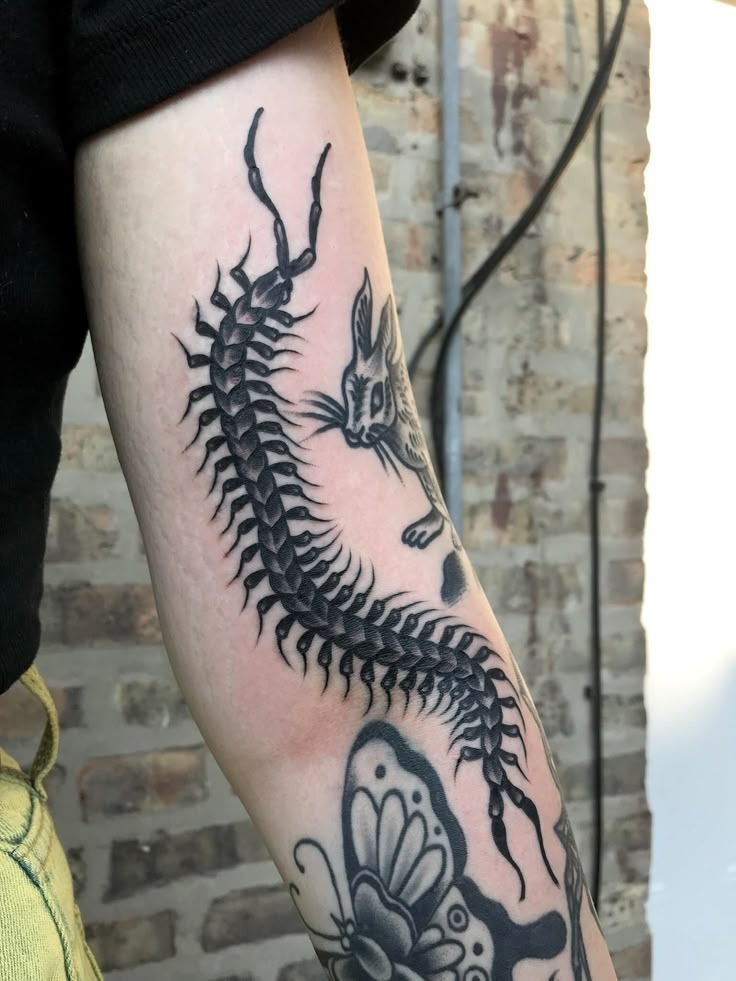 Gothic Crawl with Creature Companion Tattoo Design
