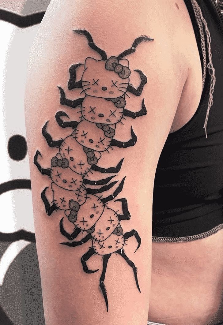 Hello Kitty Horror Centipede Tattoo Design