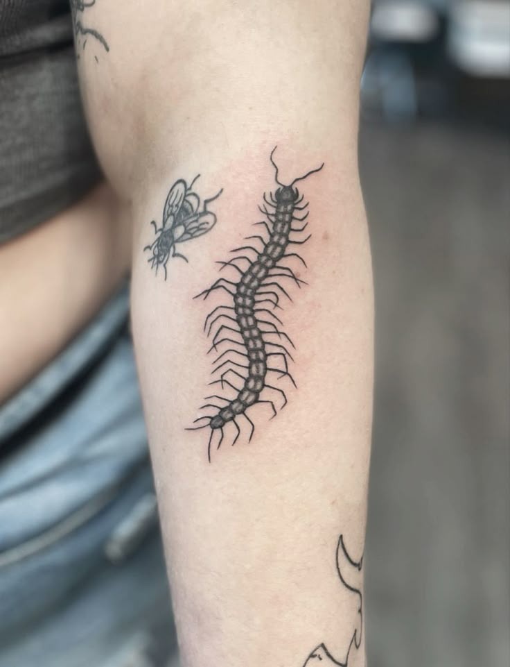 Tiny Crawl with Fly Friend Tattoo Design