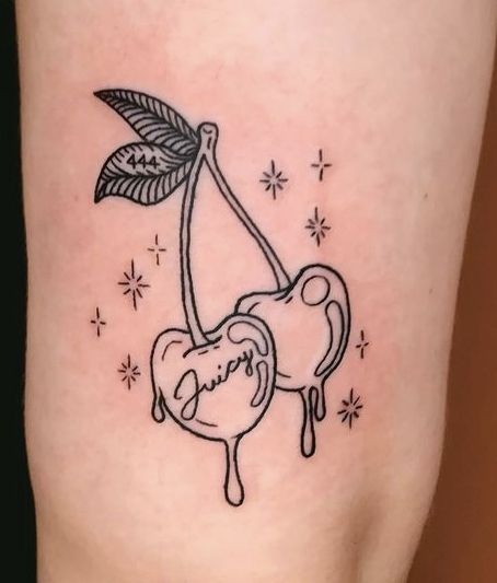 444 Angel Cherry Linework Tattoo Design
