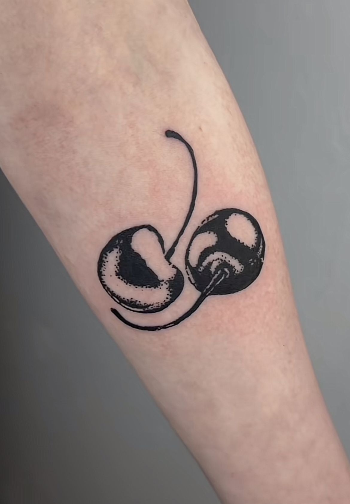 Bold Black Cherry Pop Art Tattoo Design