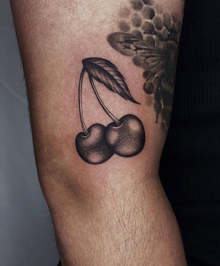 Bold Black Cherry Statement Tattoo Design