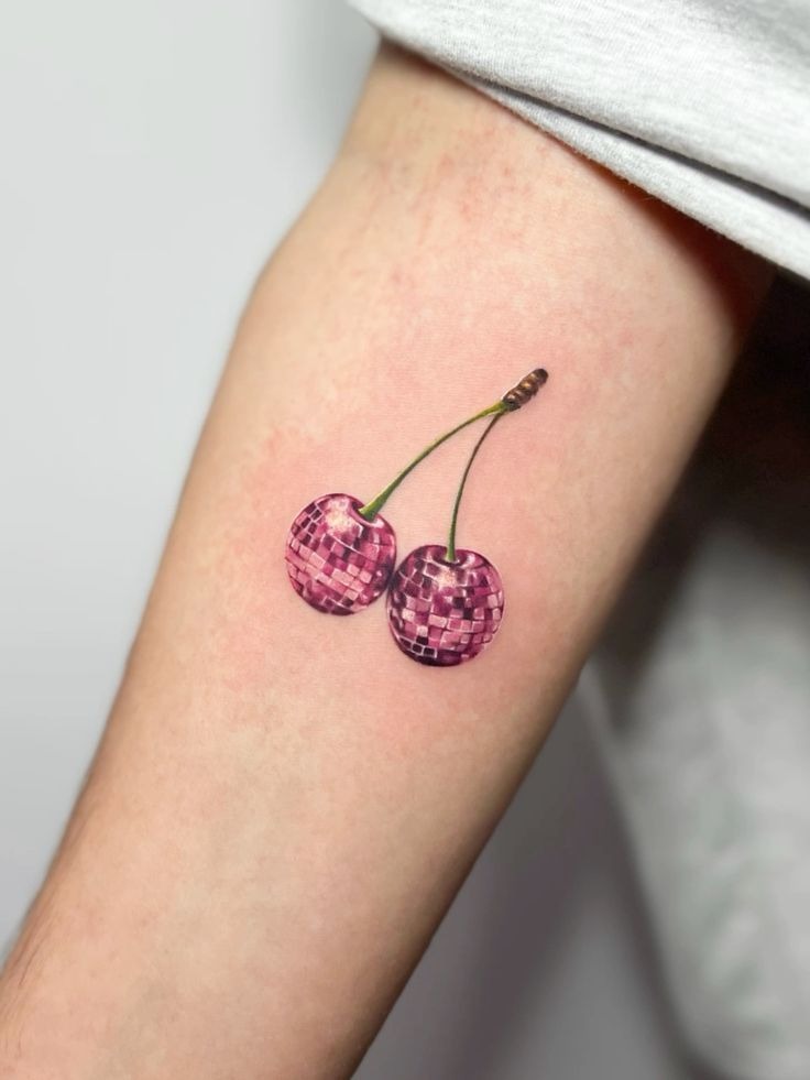 Disco Ball Cherry Shine Tattoo Design