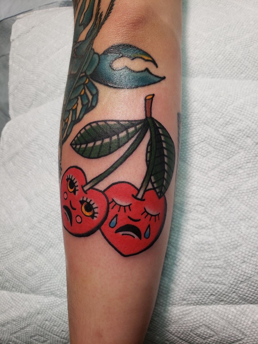 Emotional Cherry Faces Tattoo Design