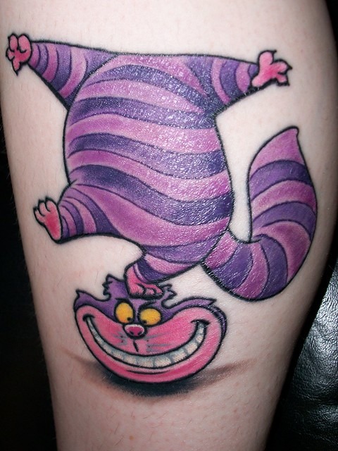 This playful design takes the iconic Cheshire Cat and flips it upside down, emphasizing its mischievous nature.
