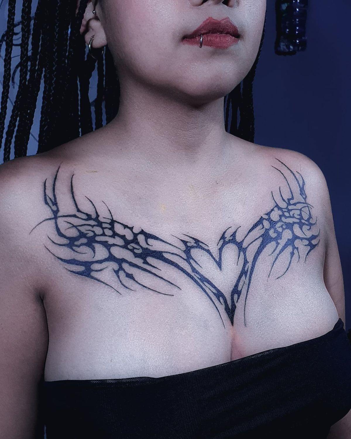 Sharp Abstract Chest Tattoo Tattoo Design