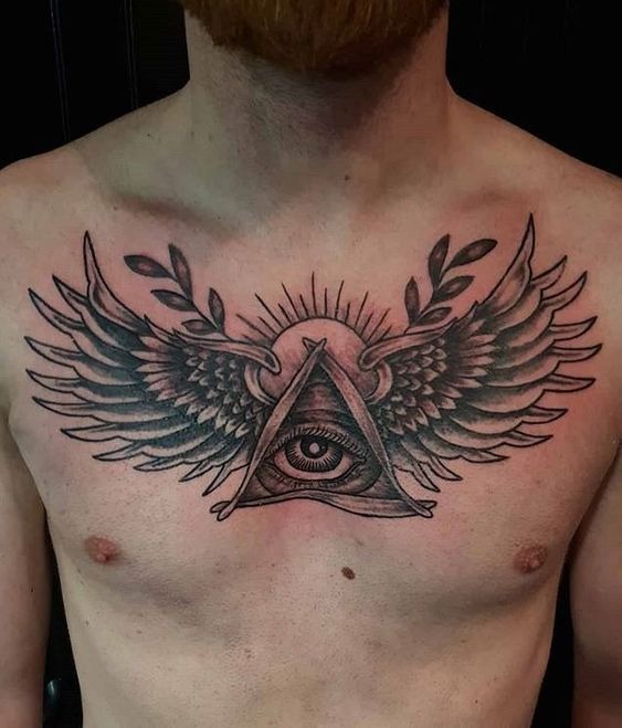 Winged Eye Chest Tattoo Tattoo Design