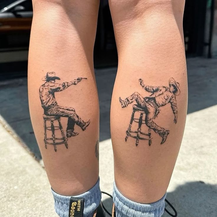 Cute Cowboy Bull Tattoo Design