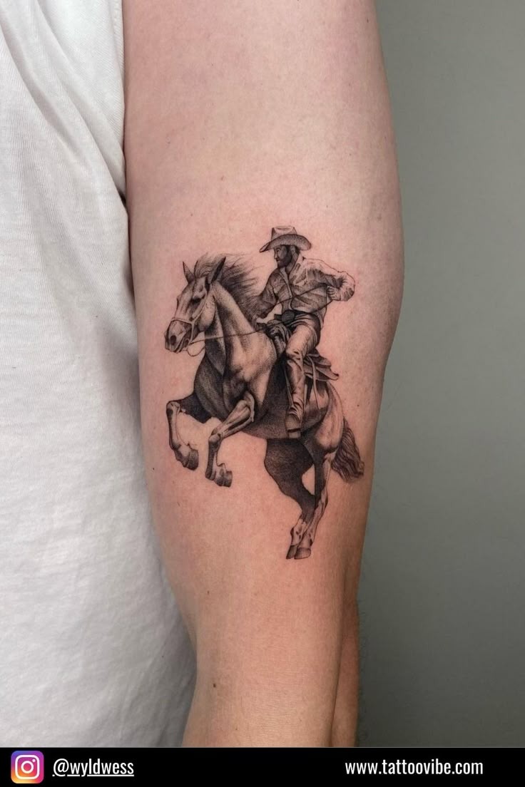 Floral Cowgirl Portrait Tattoo Design