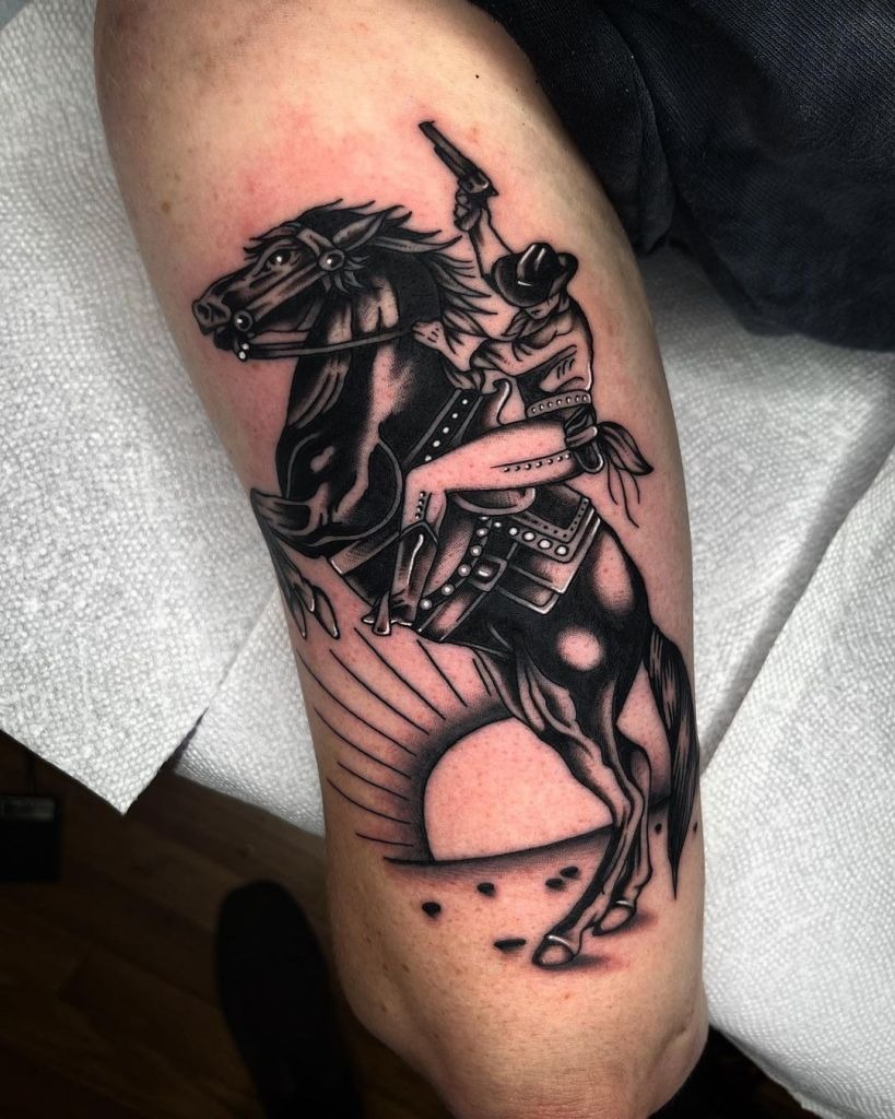 Full Back Rodeo Scene Tattoo Design