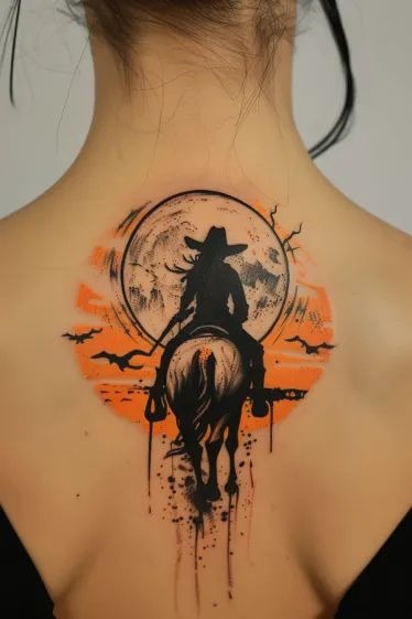 Stay Weird Skeleton Cowboy Tattoo Design