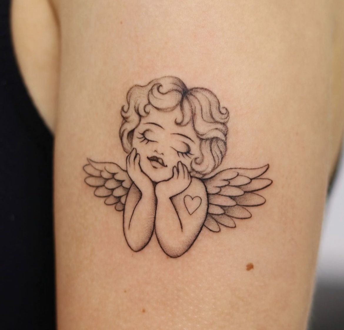 Dreamy Angel Portrait Tattoo Design