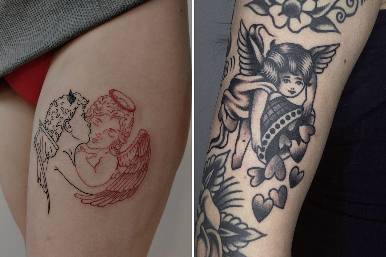 25+ Bold Cupid Tattoo Ideas That Feel Romantic and Completely You Featured Lookbook Collage